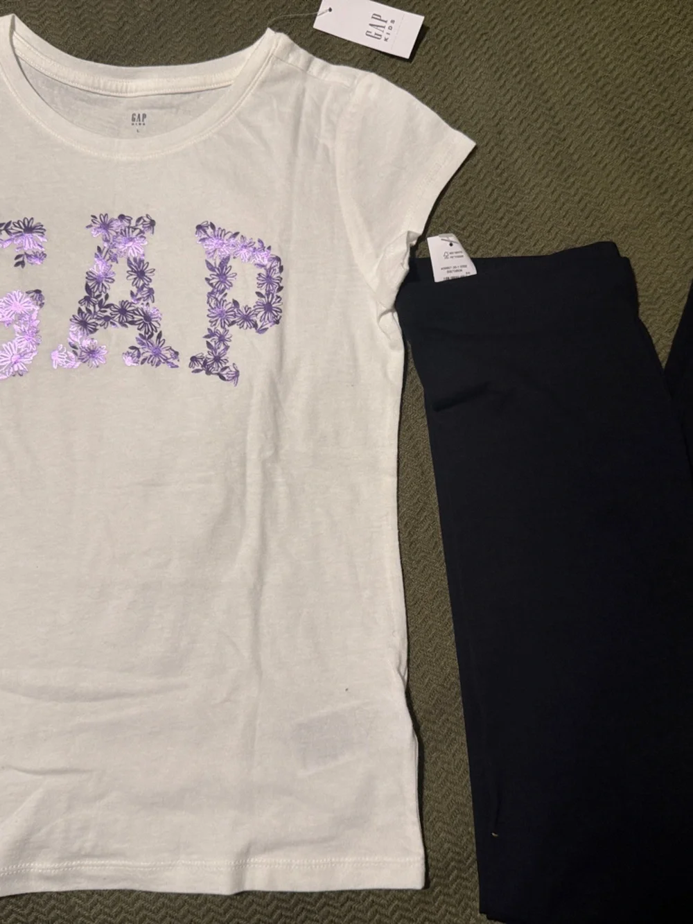 GAP White Tee with Purple Floral Logo